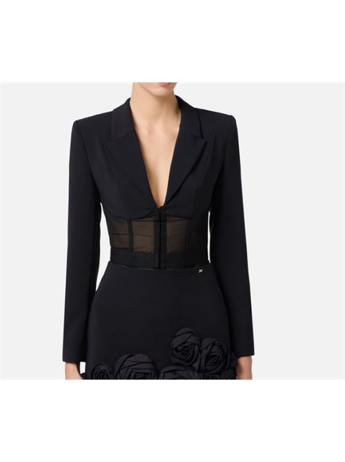 CREPE AND TULLE JACKET ELISABETTA FRANCHI | GI13151E2110 nero